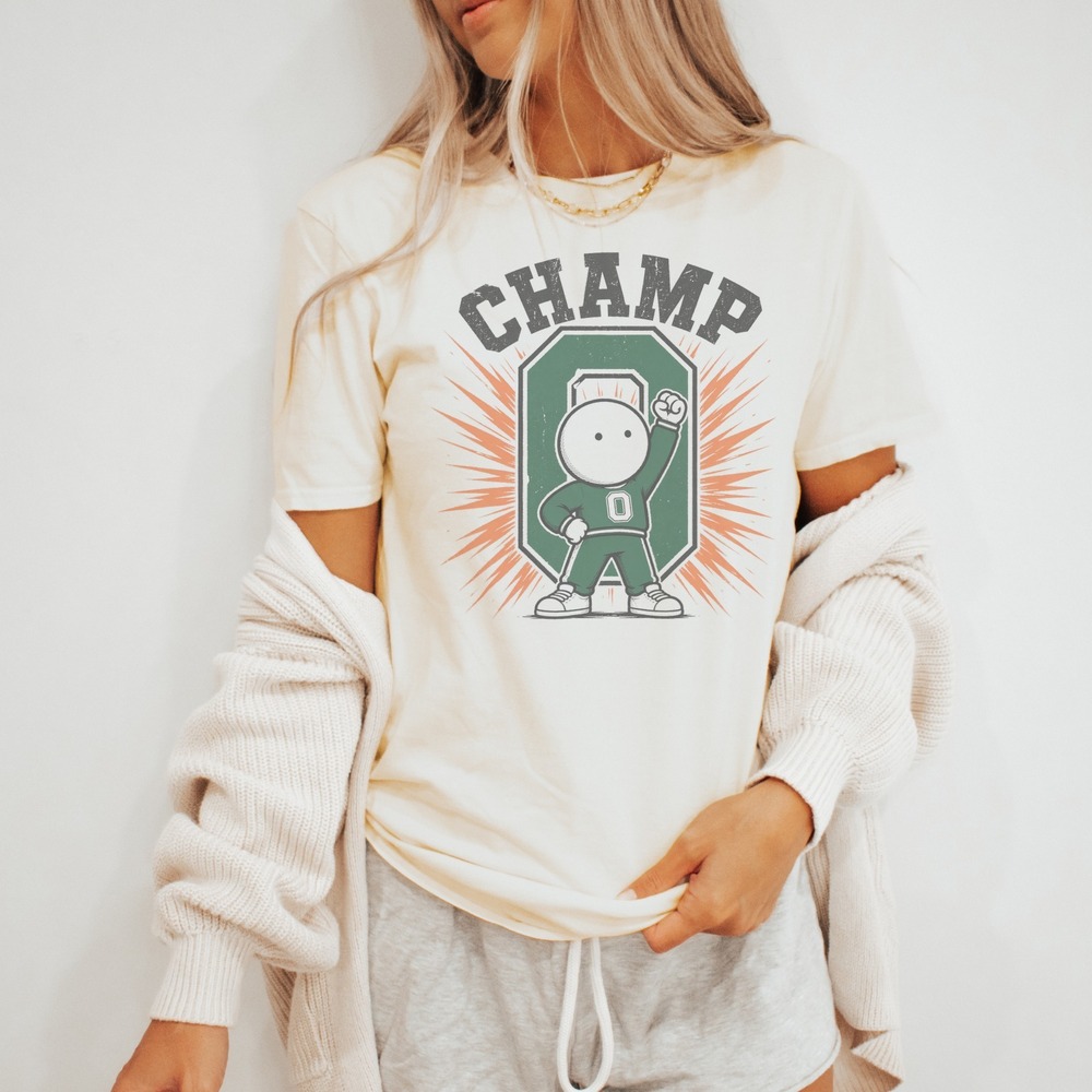 Champ O Graphic Tee Vintage Inspired Sporty Design